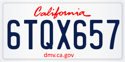 CA license plate 6TQX657