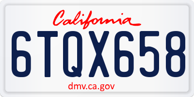 CA license plate 6TQX658