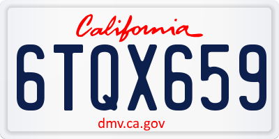 CA license plate 6TQX659