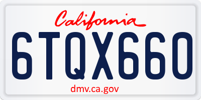 CA license plate 6TQX660