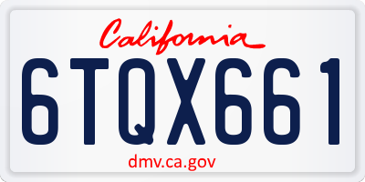 CA license plate 6TQX661