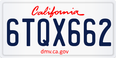 CA license plate 6TQX662