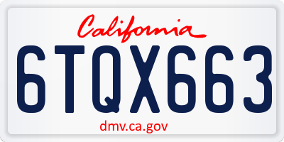 CA license plate 6TQX663