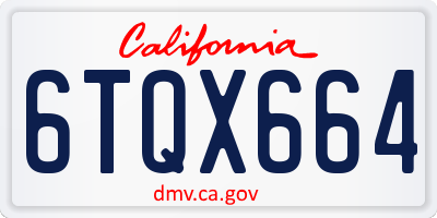 CA license plate 6TQX664