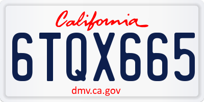 CA license plate 6TQX665