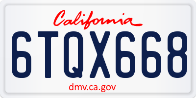 CA license plate 6TQX668