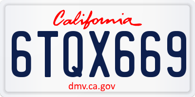 CA license plate 6TQX669