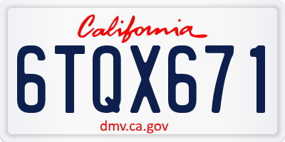 CA license plate 6TQX671