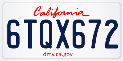 CA license plate 6TQX672