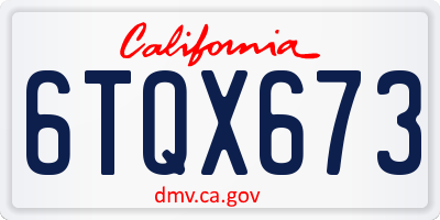 CA license plate 6TQX673