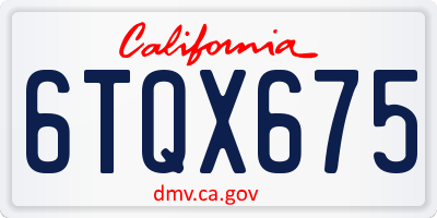CA license plate 6TQX675