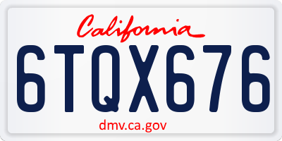 CA license plate 6TQX676