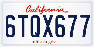 CA license plate 6TQX677