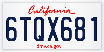 CA license plate 6TQX681