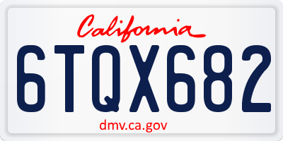 CA license plate 6TQX682