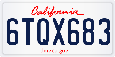CA license plate 6TQX683