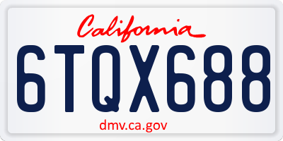CA license plate 6TQX688