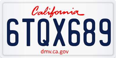 CA license plate 6TQX689