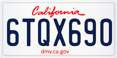 CA license plate 6TQX690