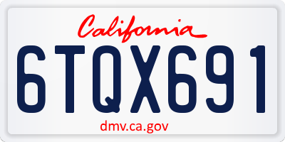 CA license plate 6TQX691