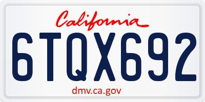 CA license plate 6TQX692