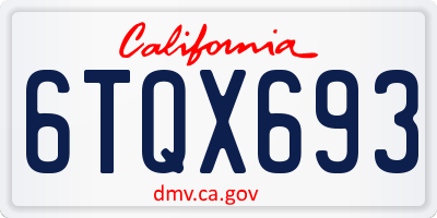 CA license plate 6TQX693