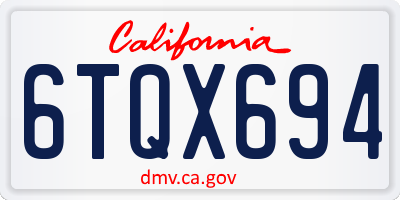 CA license plate 6TQX694