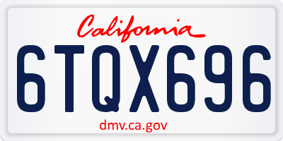CA license plate 6TQX696