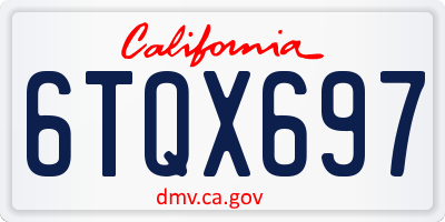 CA license plate 6TQX697