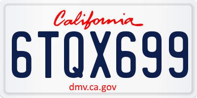 CA license plate 6TQX699