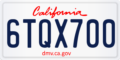 CA license plate 6TQX700