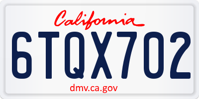 CA license plate 6TQX702