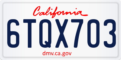 CA license plate 6TQX703