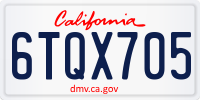 CA license plate 6TQX705