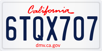 CA license plate 6TQX707
