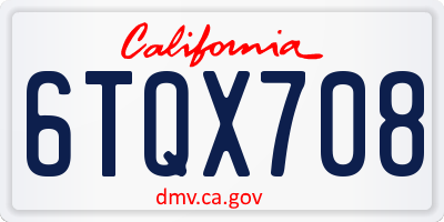 CA license plate 6TQX708
