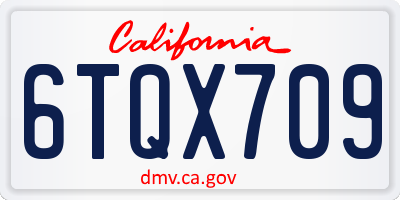 CA license plate 6TQX709