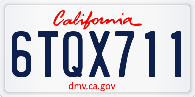 CA license plate 6TQX711