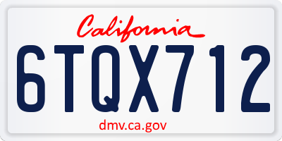 CA license plate 6TQX712