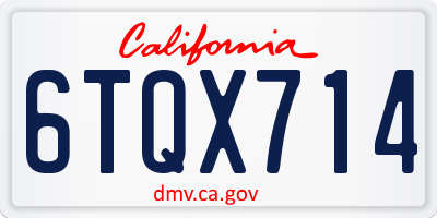 CA license plate 6TQX714