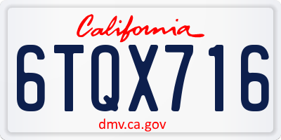 CA license plate 6TQX716