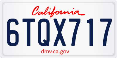 CA license plate 6TQX717