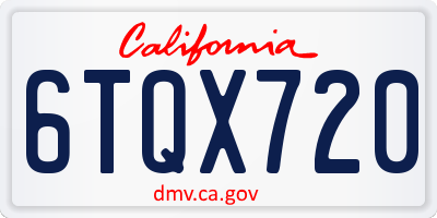 CA license plate 6TQX720