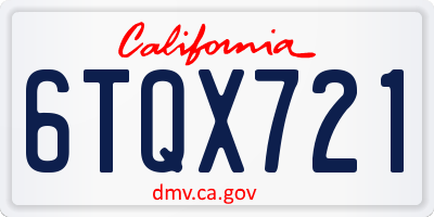 CA license plate 6TQX721