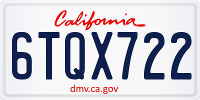 CA license plate 6TQX722