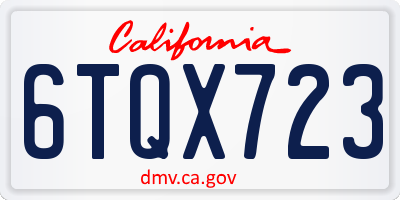 CA license plate 6TQX723