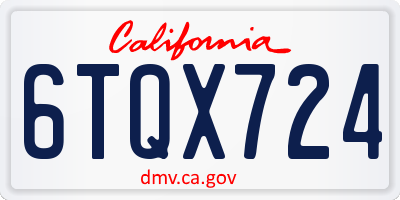 CA license plate 6TQX724