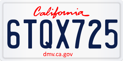 CA license plate 6TQX725