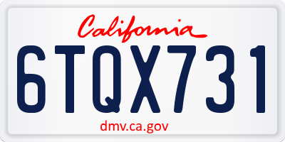 CA license plate 6TQX731