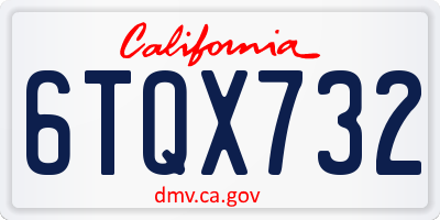 CA license plate 6TQX732